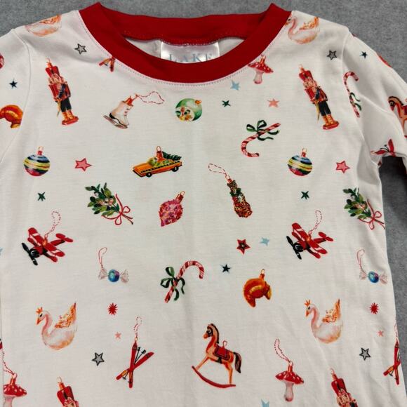 LAKE Kids Pima Cotton “Ornaments” Pajama Set Size 5 Christmas Holiday PJs - Picture 3 of 7